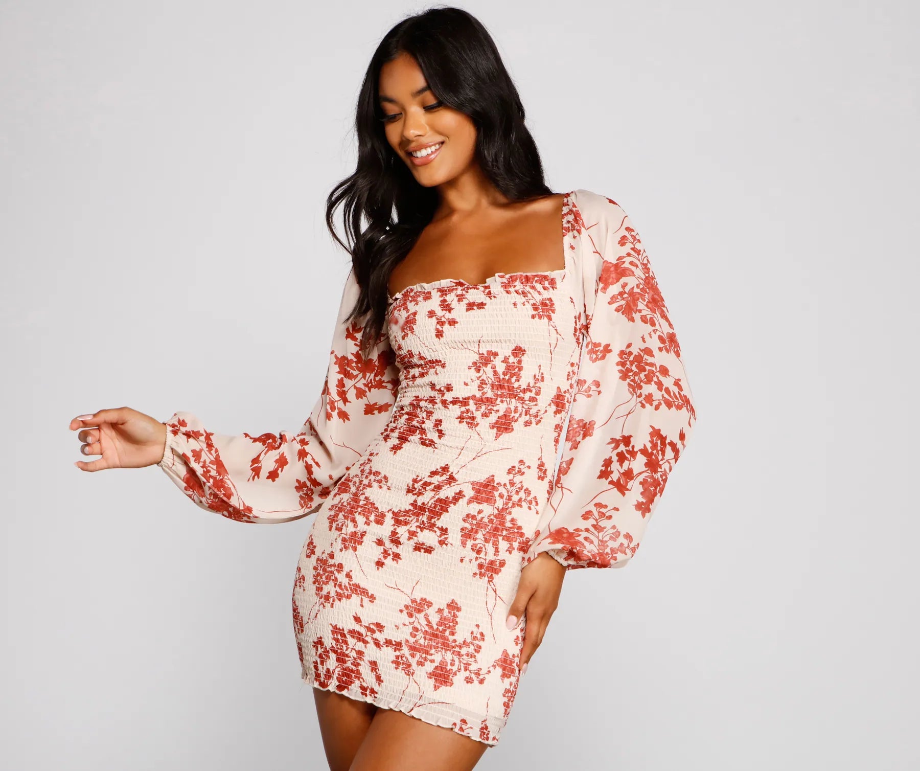 "White dresses for women for a fresh and clean look"Total Sweetheart Smocked Floral Dress "White dresses for women for a fresh and clean look"Total Sweetheart Smocked Floral Dress
