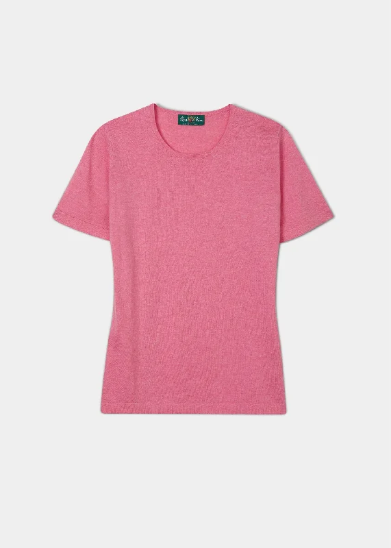 Women's wrap - style T - shirt for a customizable fitVictoria Ladies Cotton Cashmere T-Shirt In Carnation