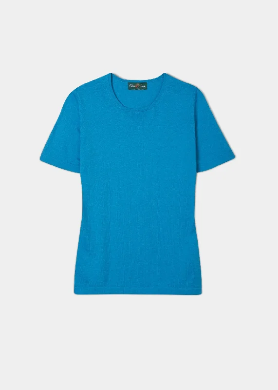 Chunky ribbed women's T - shirt for a textured lookVictoria Ladies Cotton Cashmere T-Shirt In Malibu