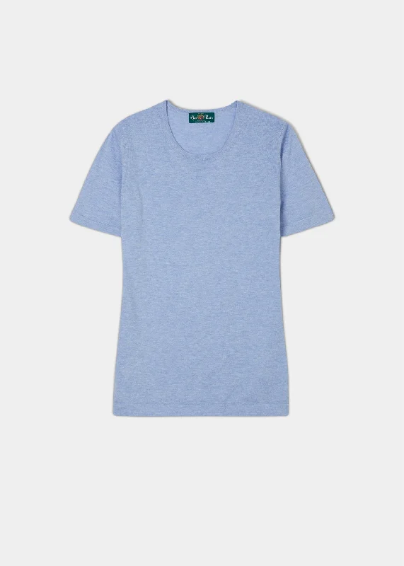 Women's lightweight linen T - shirt for warm weatherVictoria Ladies Cotton Cashmere T-Shirt In Steel Blue Women's lightweight linen T - shirt for warm weatherVictoria Ladies Cotton Cashmere T-Shirt In Steel Blue