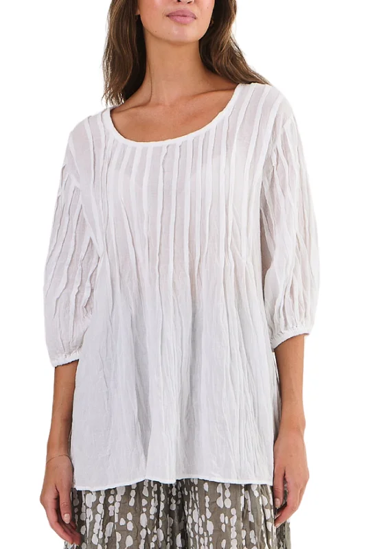 Long - length women's T - shirt to wear as a cover - up1/2 SLEEVE COTTON TOP - N26