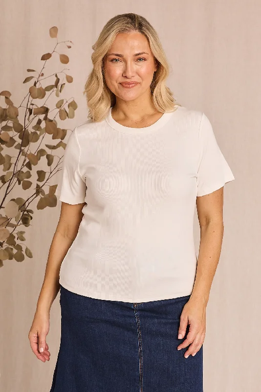 Women's T - shirt with a burnout patternAdrift Ribbed Tee in White