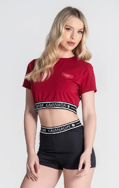 Sleeveless women's athletic T - shirt for workoutsBurgundy Core Elastic Tee