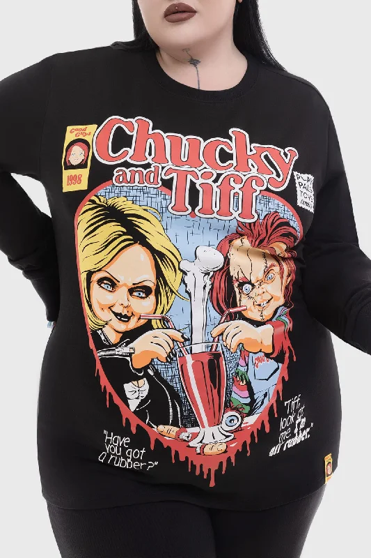 Women's oversized graphic T - shirt with a trendy sloganChucky & Tiff Forever Sweatshirt Women's oversized graphic T - shirt with a trendy sloganChucky & Tiff Forever Sweatshirt