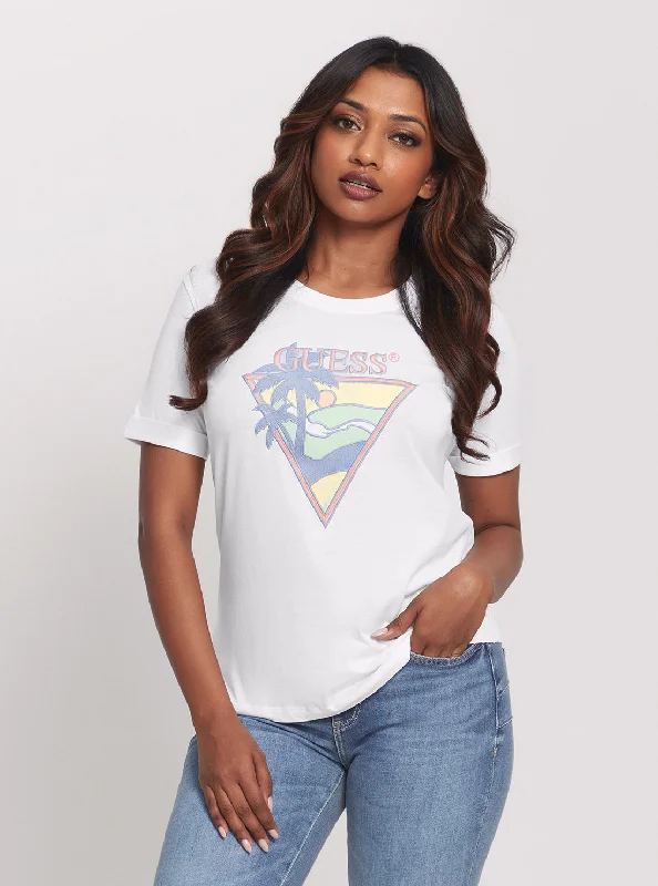 Women's turtleneck T - shirt for a sophisticated appearanceEco White Beach Triangle T-Shirt Women's turtleneck T - shirt for a sophisticated appearanceEco White Beach Triangle T-Shirt