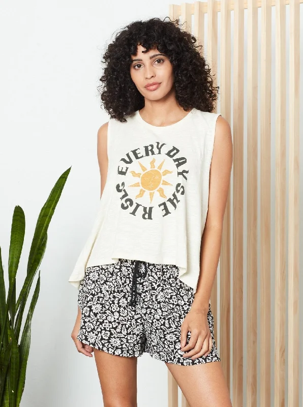 Printed women's T - shirt with a nautical - themed patternEvery Day She Rises Tank