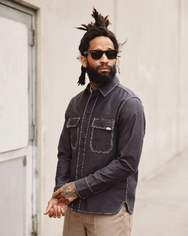 Women's T - shirt with a fringed hemFatigue Overshirt - Asphalt Grey