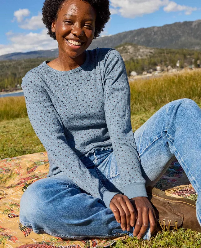 Women's T - shirt with a patchwork designFoothill Pointelle Long Sleeve Crew