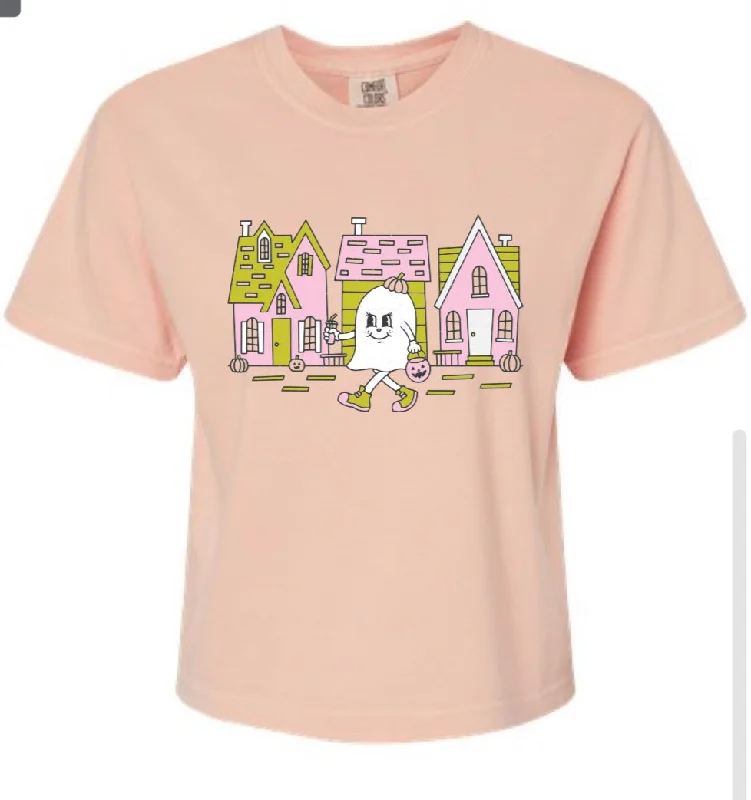 Printed women's T - shirt with a tropical patternGhost Tee