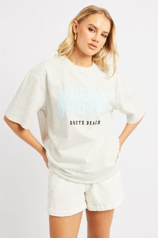 Fitted women's turtleneck T - shirtGrey Graphic Tee Short Sleeve