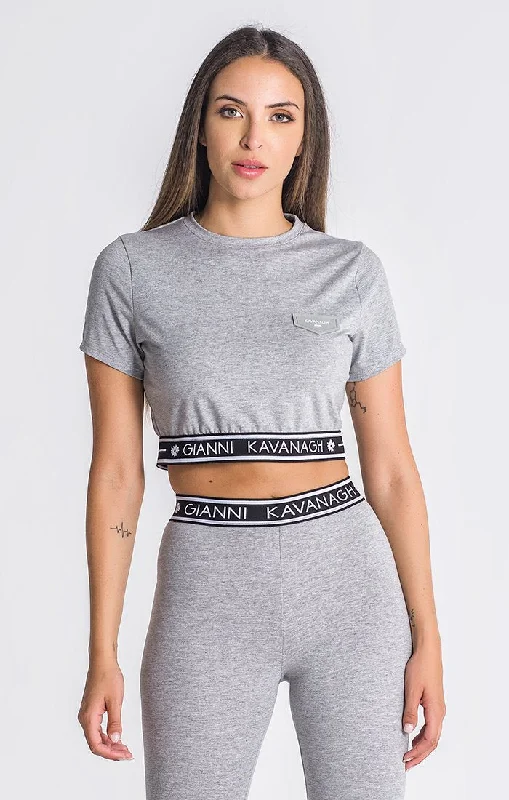 Women's T - shirt with a patch pocket and a button - down frontGrey Melange Core Elastic Tee Women's T - shirt with a patch pocket and a button - down frontGrey Melange Core Elastic Tee