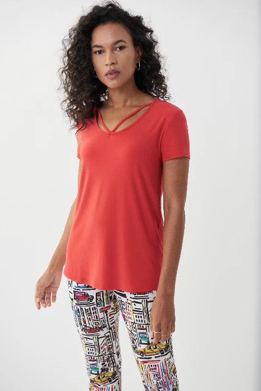 Mock - neck women's T - shirt with a zip - up frontJoseph Ribkoff Cut Out Detail Top - 222136 Mock - neck women's T - shirt with a zip - up frontJoseph Ribkoff Cut Out Detail Top - 222136