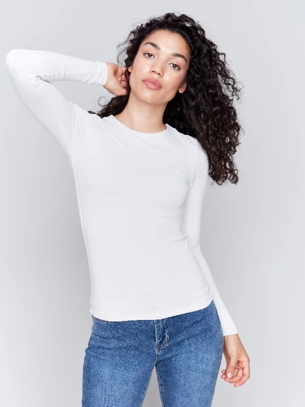 Scoop neck women's T - shirt for a casual lookLong Sleeve Super Stretch Top - Natural