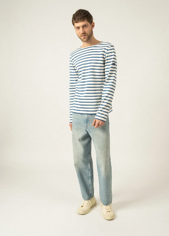 Women's T - shirt with a mock - fur collarMERIDIEN MODERNE - Original Breton Shirt | Heavyweight Cotton | Men Fit (IVORY / DARK DENIM) Women's T - shirt with a mock - fur collarMERIDIEN MODERNE - Original Breton Shirt | Heavyweight Cotton | Men Fit (IVORY / DARK DENIM)