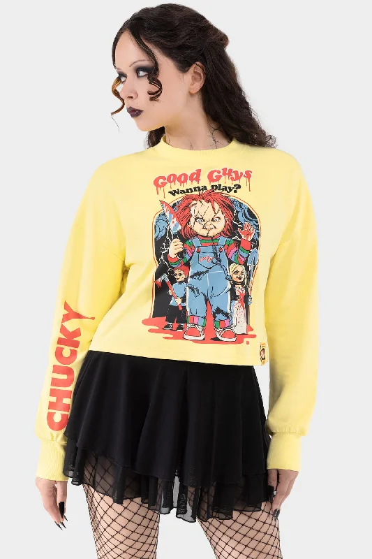 Printed women's T - shirt with a retro - inspired patternMy Friends Call Me...Chucky Sweatshirt Printed women's T - shirt with a retro - inspired patternMy Friends Call Me...Chucky Sweatshirt