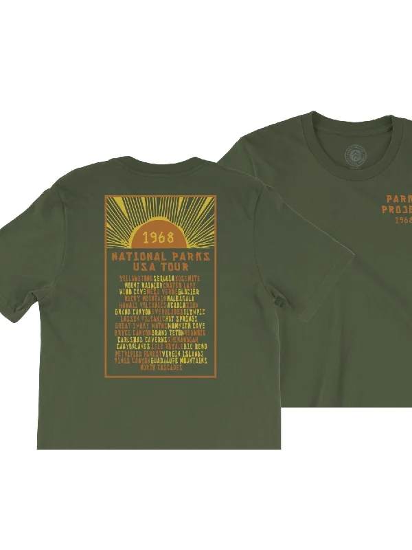 Printed women's T - shirt with a watercolor - inspired patternParks Project Tee - Military Green Printed women's T - shirt with a watercolor - inspired patternParks Project Tee - Military Green