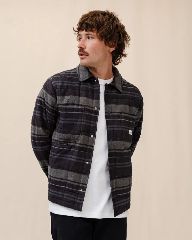 Striped women's T - shirt in bright colorsPitsford Quilted Flannel Overshirt - Charcoal Striped women's T - shirt in bright colorsPitsford Quilted Flannel Overshirt - Charcoal