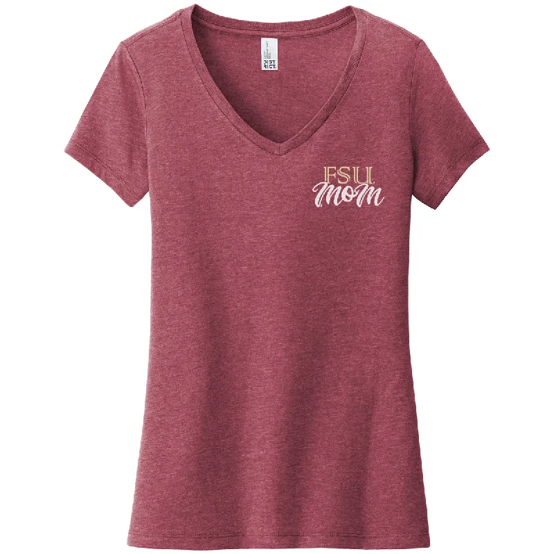 Women's T - shirt with a flapped pocketRagz Women's FSU Mom V-neck Short Sleeve T-shirt - Heathered Garnet Women's T - shirt with a flapped pocketRagz Women's FSU Mom V-neck Short Sleeve T-shirt - Heathered Garnet