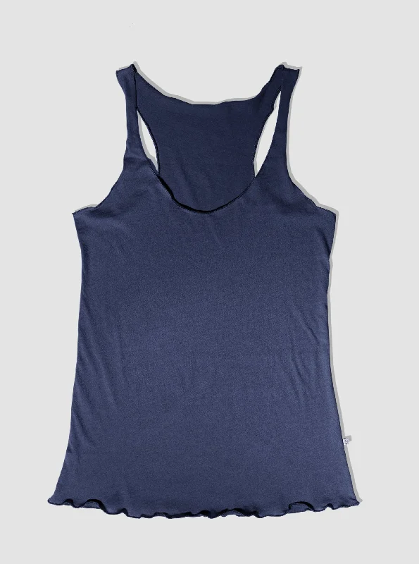 Printed women's T - shirt with a vintage - inspired floral pattern100% Organic Cotton Roller Tank - Lapis Printed women's T - shirt with a vintage - inspired floral pattern100% Organic Cotton Roller Tank - Lapis