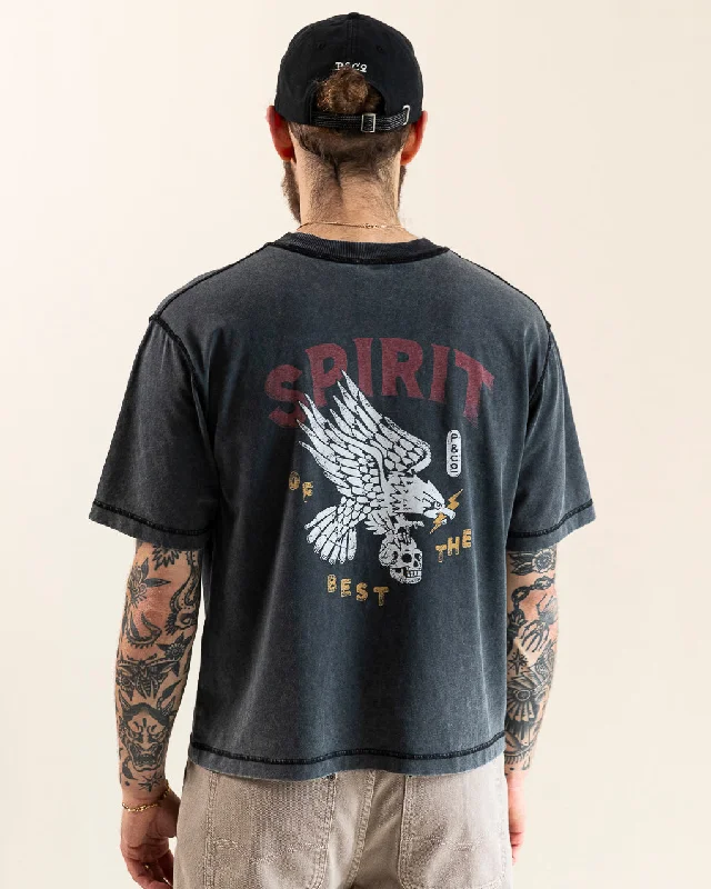 Women's T - shirt with a beaded - embroidery detailSpirit Boxy T-shirt - Acid Wash