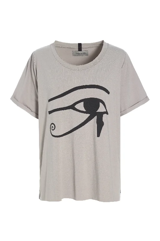 Women's T - shirt with a metallic - colored threadTEE EYE PRINT - 96086 - SAND