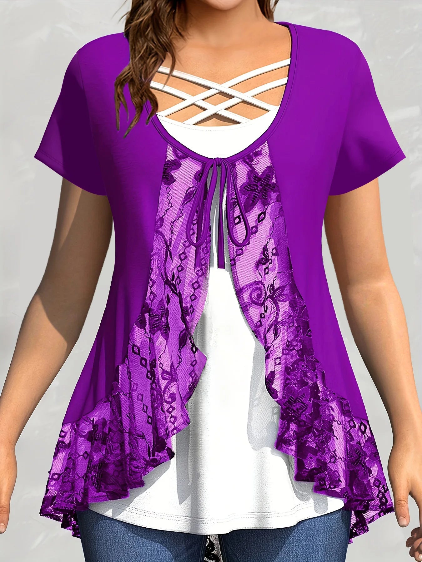 short sleeve purple