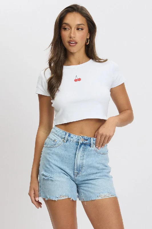 Long - length women's T - shirt with a hood and a drawstringWhite Graphic Tee Short Sleeve