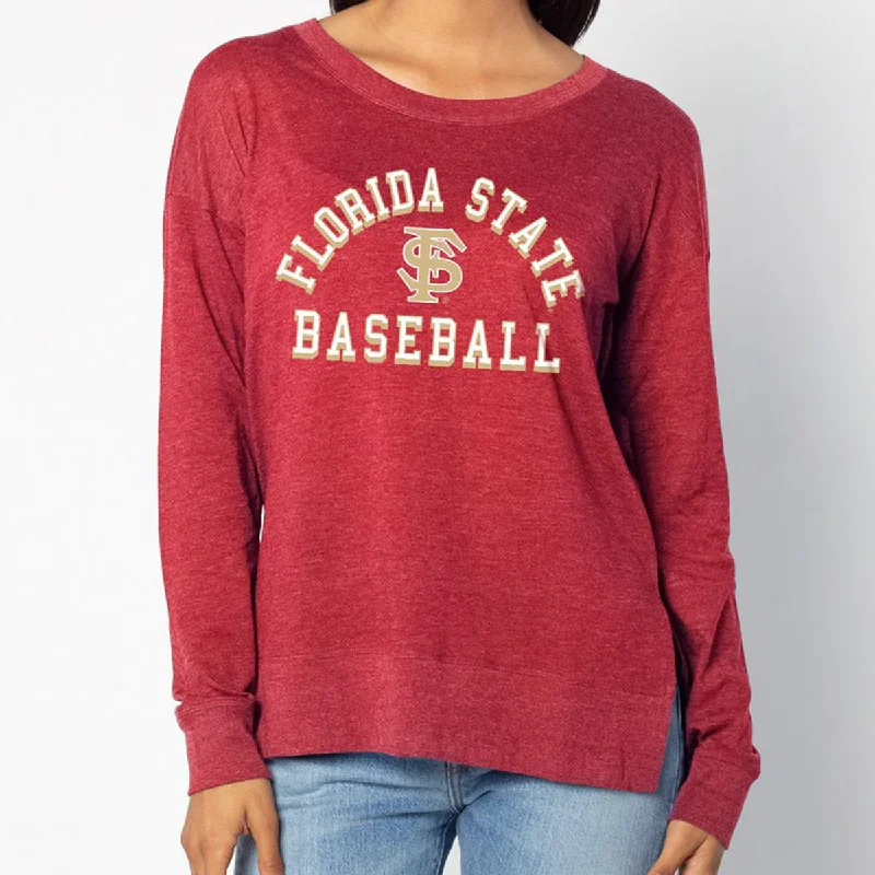 Embroidered women's T - shirt with floral designsUG Apparel Women's Florida State FS Baseball Design Long Sleeve Tunic - Garnet Embroidered women's T - shirt with floral designsUG Apparel Women's Florida State FS Baseball Design Long Sleeve Tunic - Garnet