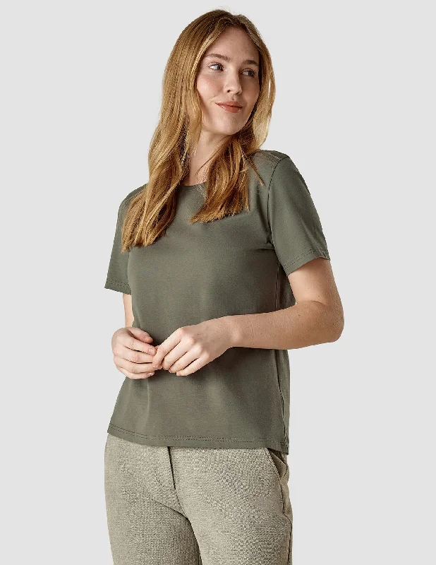 Fuzzy women's T - shirt with a fur - like textureSupima T-shirt Dark Olive