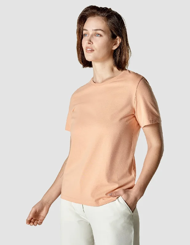 Long - sleeved women's T - shirt with a balloon - sleeve designSupima T-shirt Peach Long - sleeved women's T - shirt with a balloon - sleeve designSupima T-shirt Peach