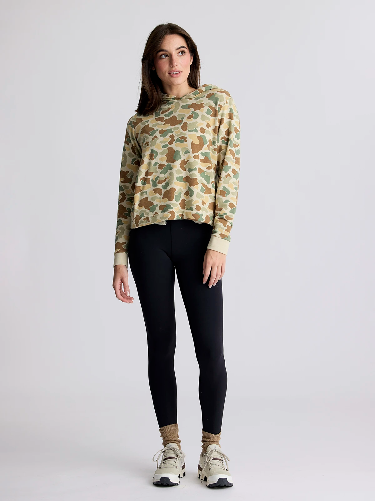 Long - sleeved women's T - shirt with a balloon - sleeve designWomen's Bamboo Lightweight Fleece Cropped Hoodie - Vintage Camo Long - sleeved women's T - shirt with a balloon - sleeve designWomen's Bamboo Lightweight Fleece Cropped Hoodie - Vintage Camo