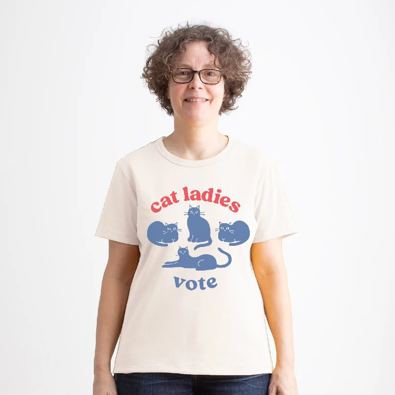 Cropped women's T - shirt with a ruffled hemWomen's Basic Tee - Cat Ladies Vote Natural Cropped women's T - shirt with a ruffled hemWomen's Basic Tee - Cat Ladies Vote Natural