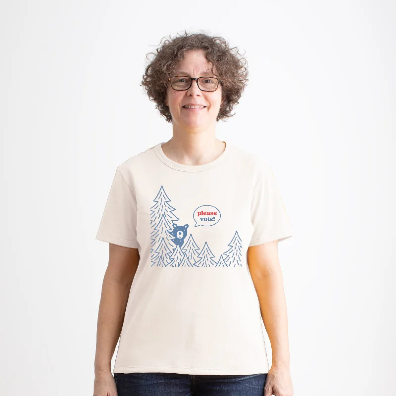 Long - sleeved women's T - shirt with a bell - sleeve designWomen's Basic Tee - Vote Natural Long - sleeved women's T - shirt with a bell - sleeve designWomen's Basic Tee - Vote Natural