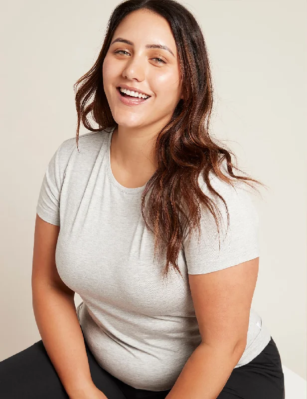 Women's T - shirt with a side slit for added styleWomen's Crew Neck T-Shirt - Light Grey Marl Women's T - shirt with a side slit for added styleWomen's Crew Neck T-Shirt - Light Grey Marl