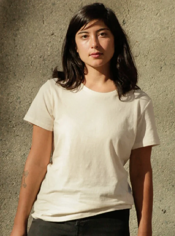 Women's T - shirt with a mock - fur collarWomen's Organic Crew Tee - Natural