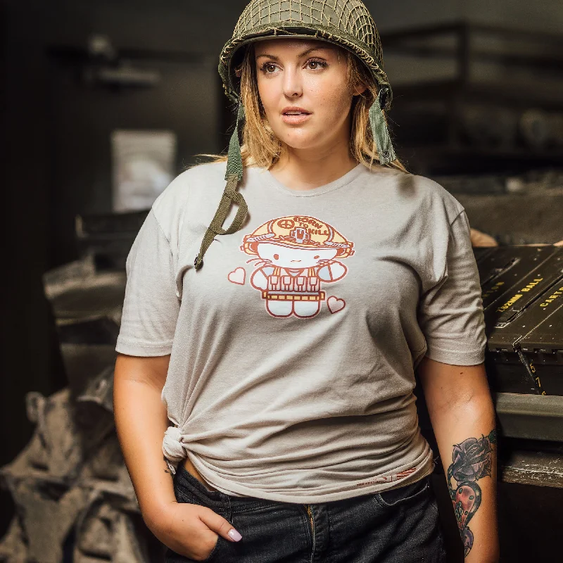 Striped women's T - shirt with a vertical patternWomen's Kill Kitty Boyfriend Fit T-Shirt - Sand Striped women's T - shirt with a vertical patternWomen's Kill Kitty Boyfriend Fit T-Shirt - Sand