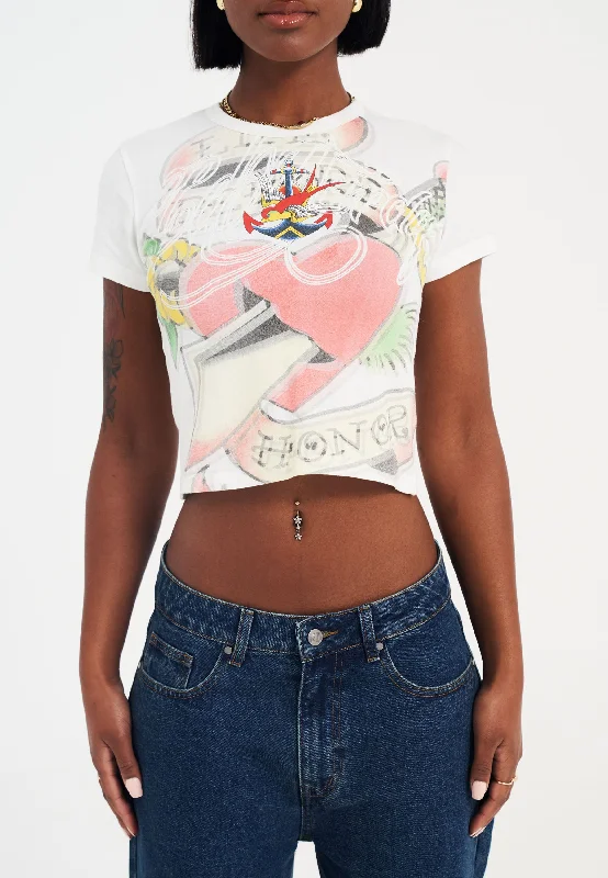 Women's wrap - style T - shirt for a customizable fitWomens Lucky Anchor Baby Tshirt Top - White Women's wrap - style T - shirt for a customizable fitWomens Lucky Anchor Baby Tshirt Top - White