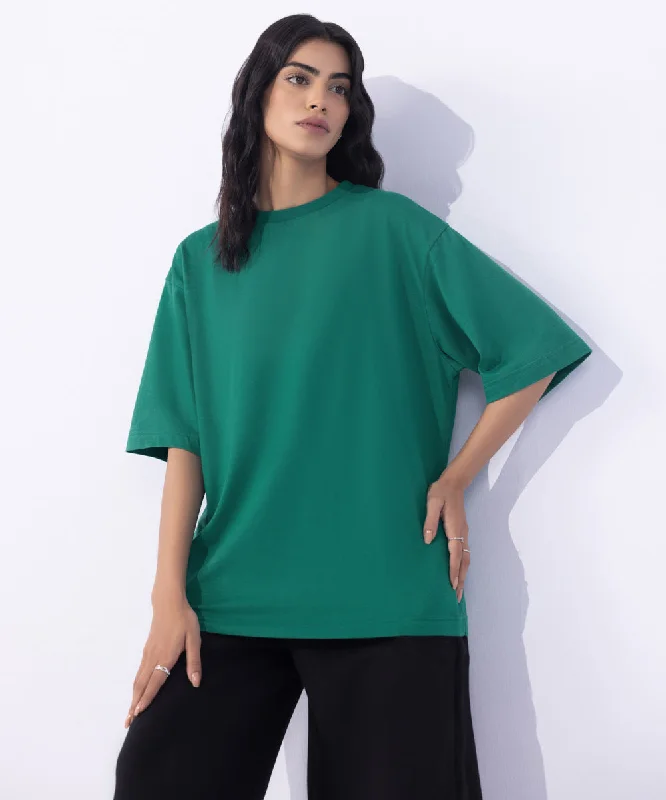 Sheer - sleeved women's T - shirt for an alluring lookLoose Fit T-Shirt