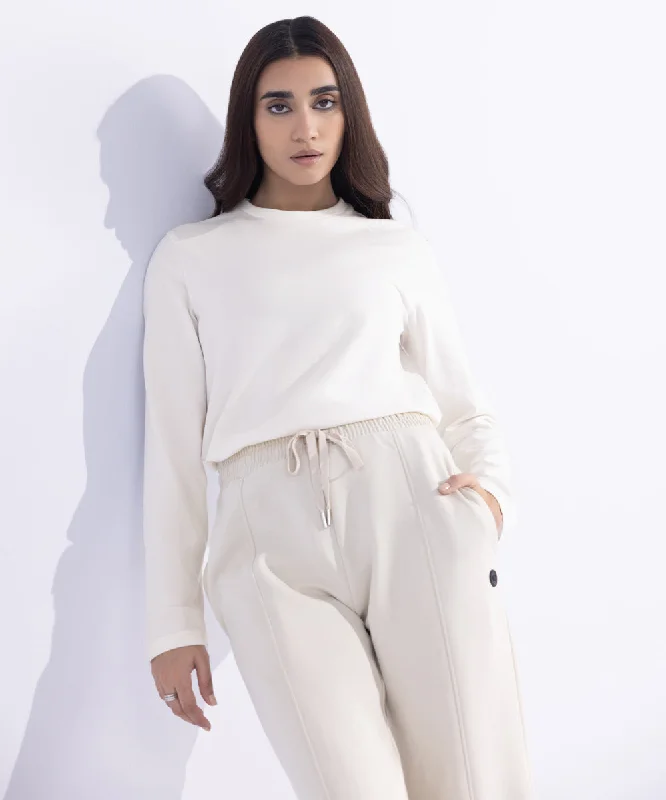 Cable knit women's T - shirt with a beltFull Sleeved T-Shirt